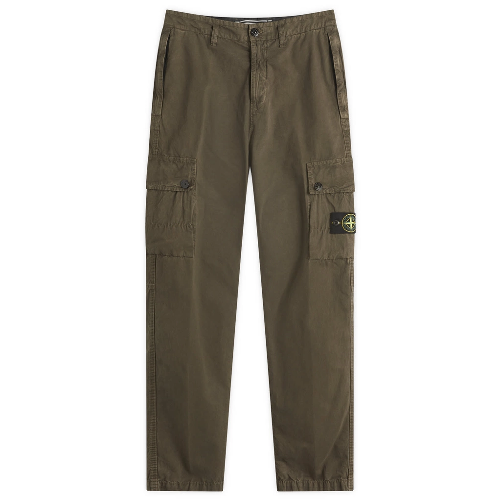 Stone Island Men's Old Effect Brushed Cotton Canvas Cargo Pants Military Green